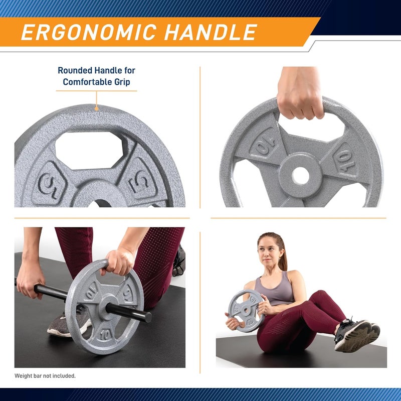 Marcy Classic 1" Cast Iron Standard Grip Plates for Strength Training and Weightlifting - Image 4